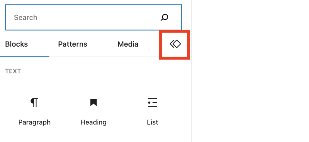 Reusable block tab on the inserter toolbar