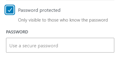 Visibility in the Summary section, making a post password protected