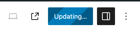 Once clicked on "switch to draft" button in the sidebar, the "updated" button becomes "updating" and shows busy mode.